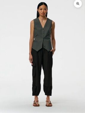 Tibi Pull On Tropical Wool Wilt Jogger - Black Small